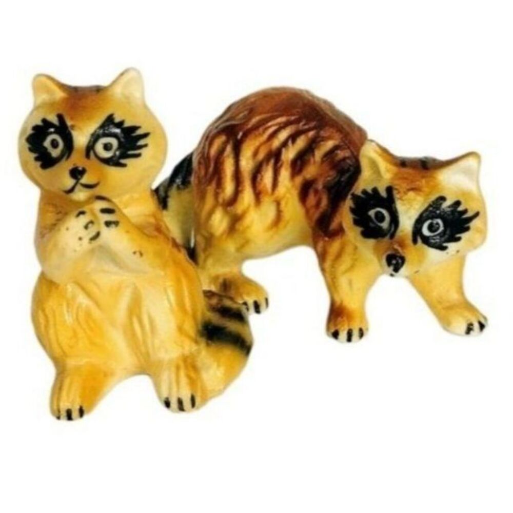 Vintage 60's Bradley Bone China Raccoon Figurines Set of Two Made in Japan